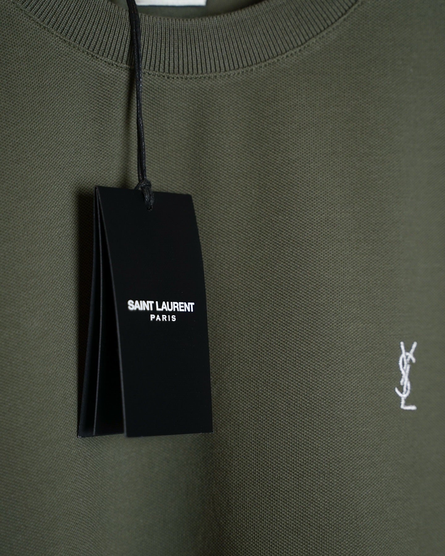 Saint Laurent Khaki Classic Logo T-Shirt