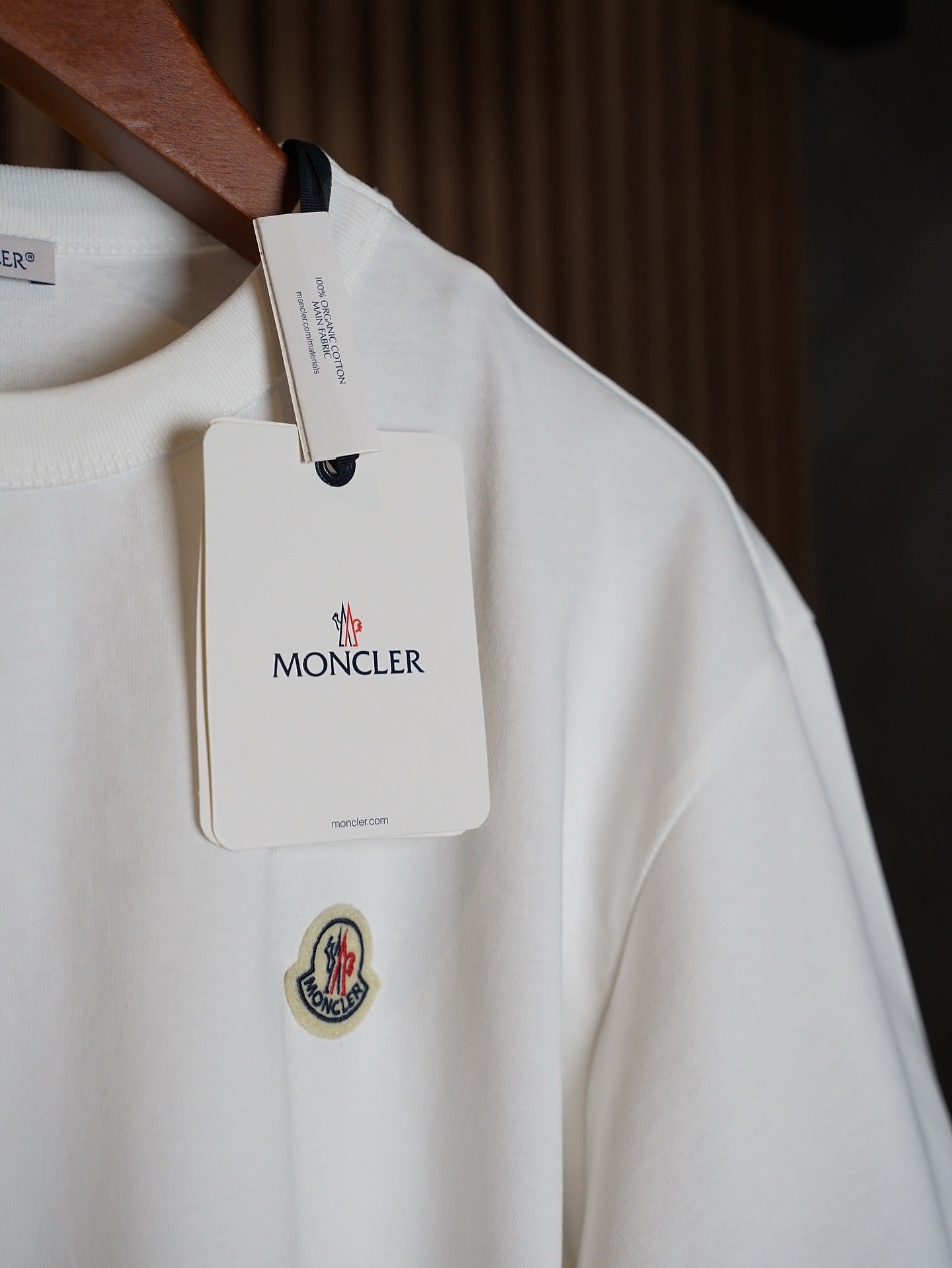 Moncler Classic White Logo Tee with Black Trim