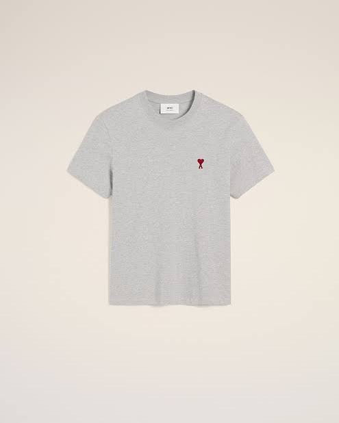 AMI Paris De Coeur Logo T-Shirt – Grey Marl