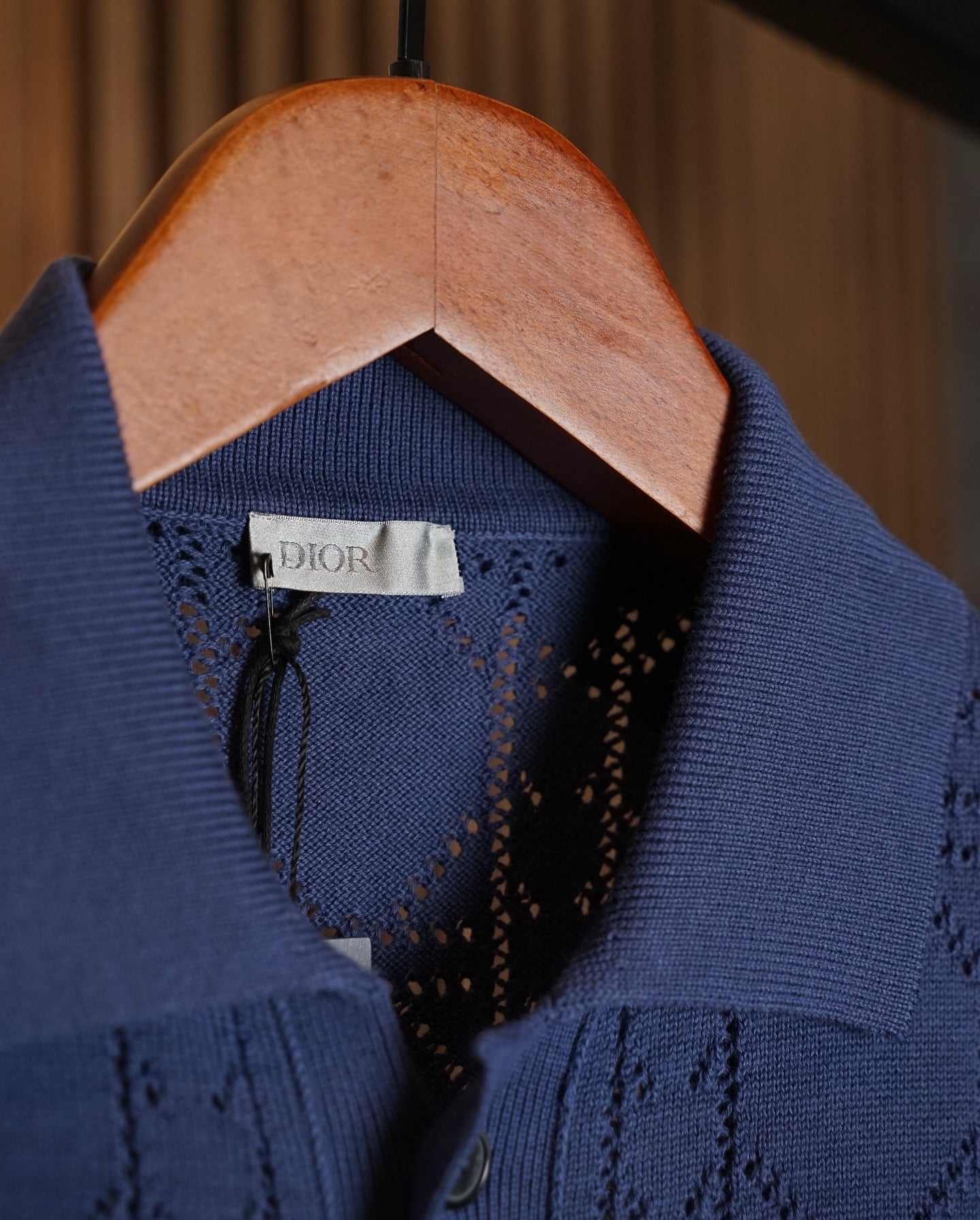 Dior Paris Perforated Sleeve Knit Shirt – Navy