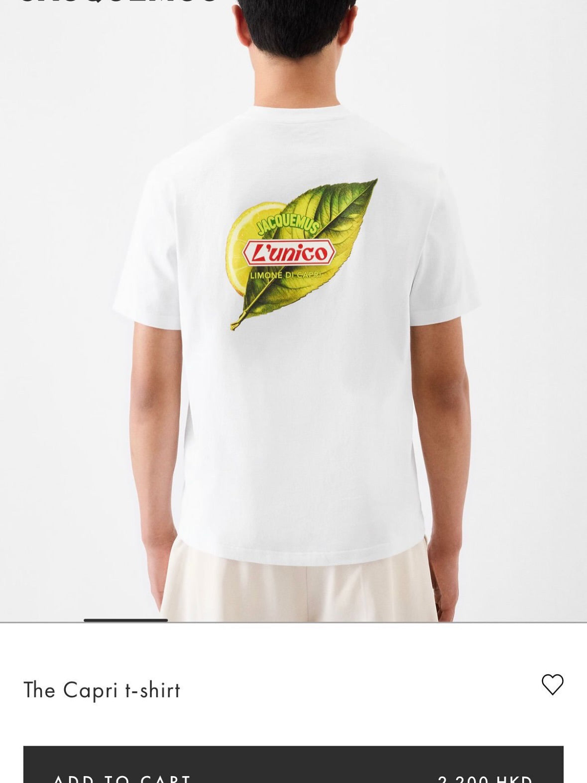 Jacquemus L’unico Lemon Leaf T-Shirt White
