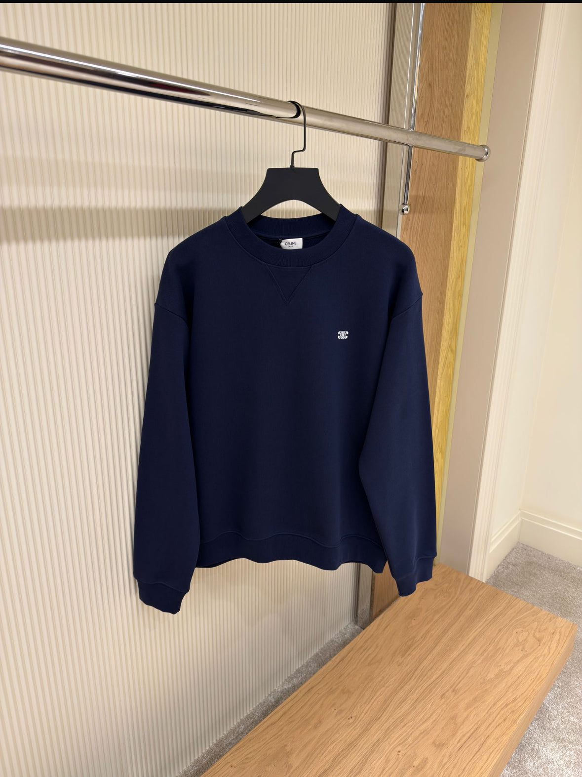 Celine Classic Logo Crewneck Sweatshirt Navy - CBLACK