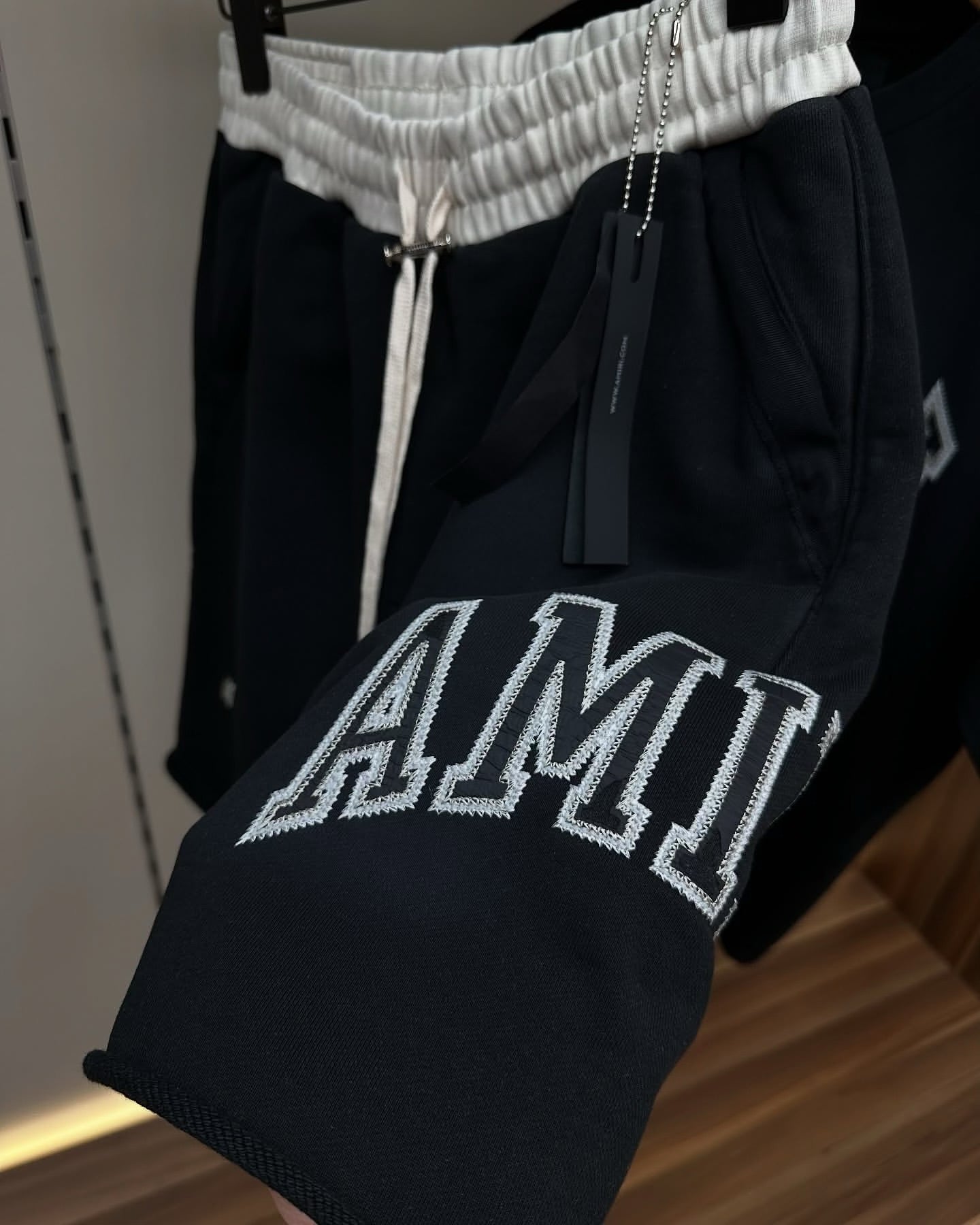 Amiri Collegiate Logo Black Shorts & T-Shirt Set