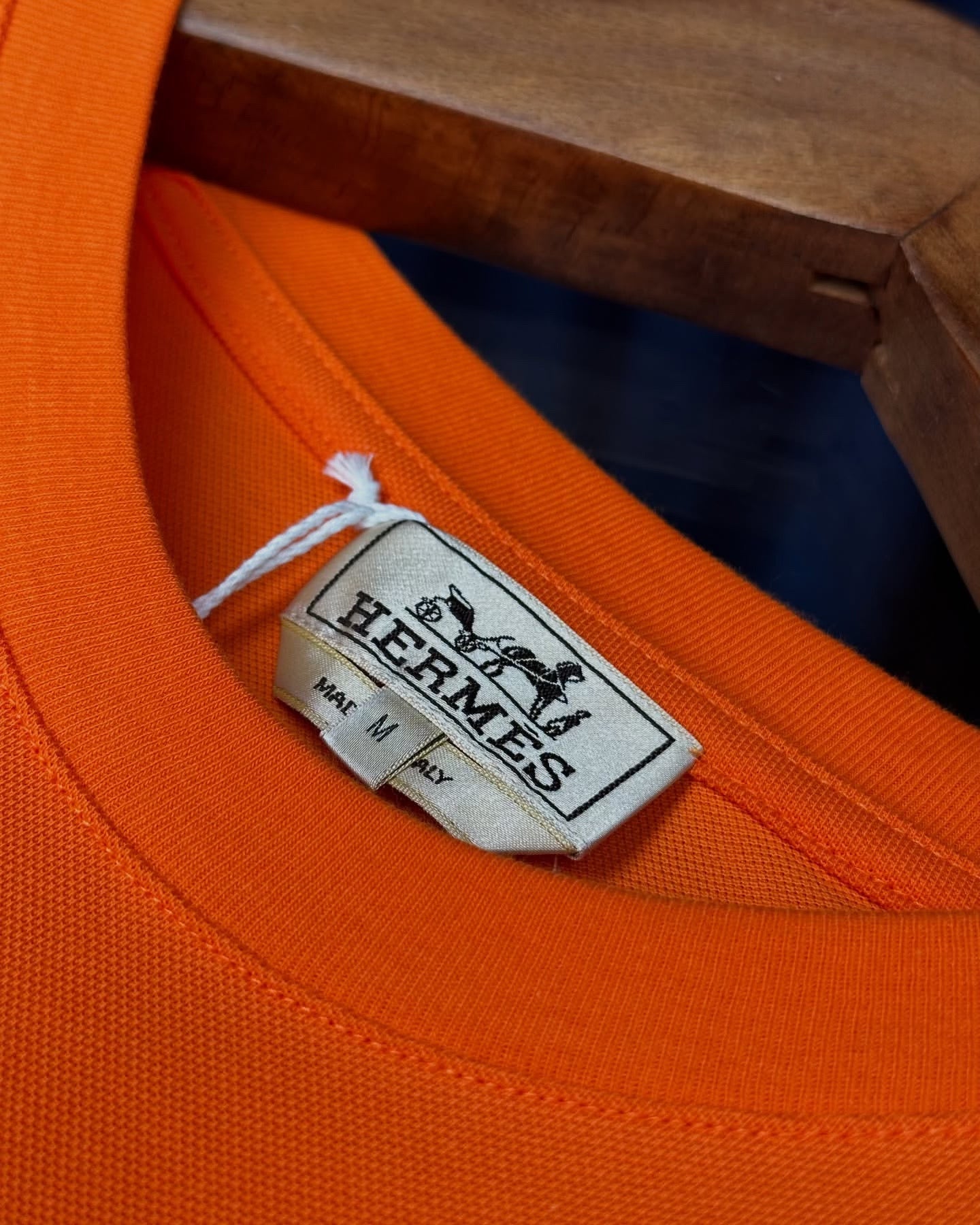 Hermès Orange Cotton T-Shirt with Sleeve Pocket & Embroidered “H”
