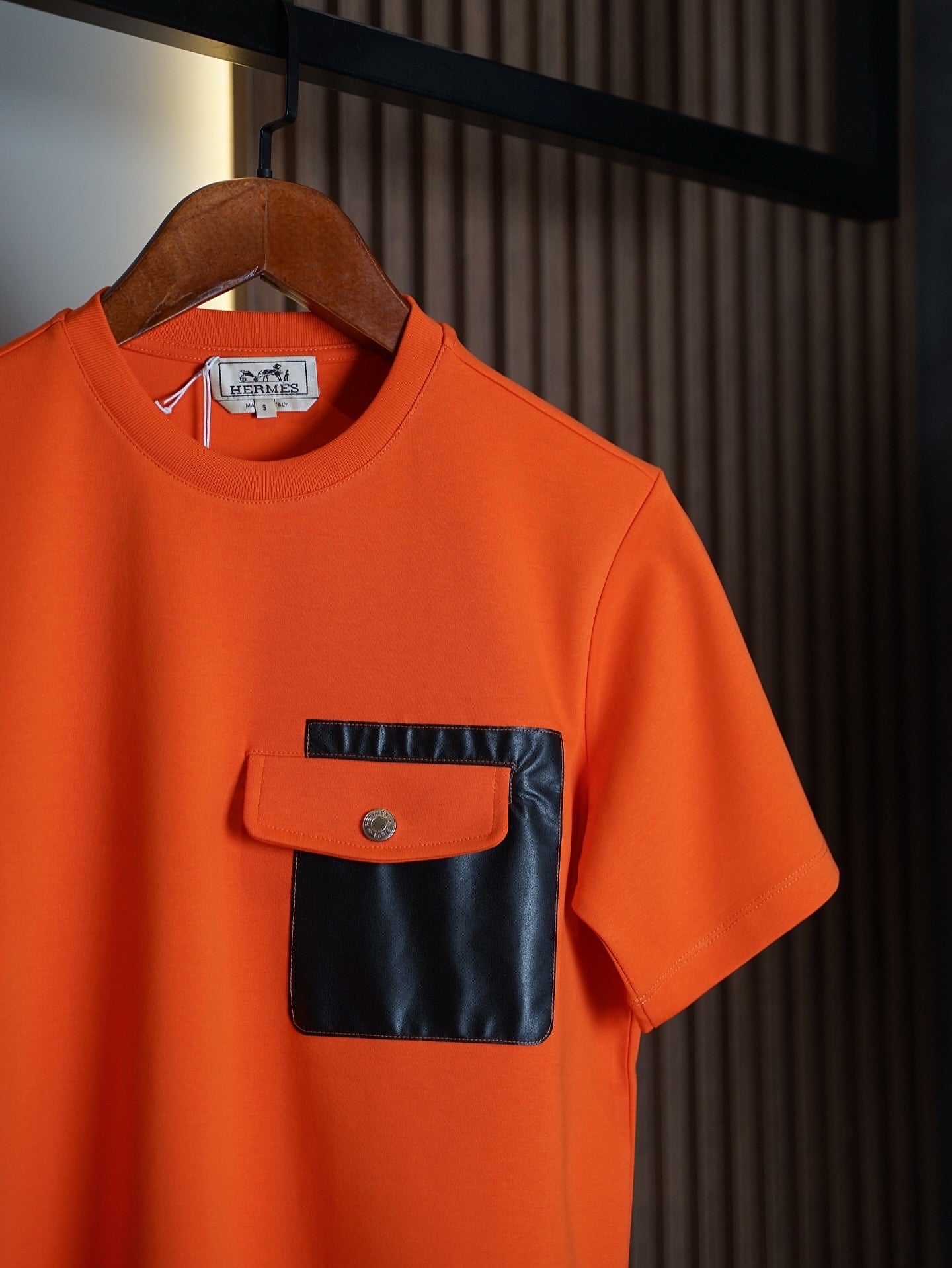 Hermès Orange Cotton T-Shirt with Contrast Pocket