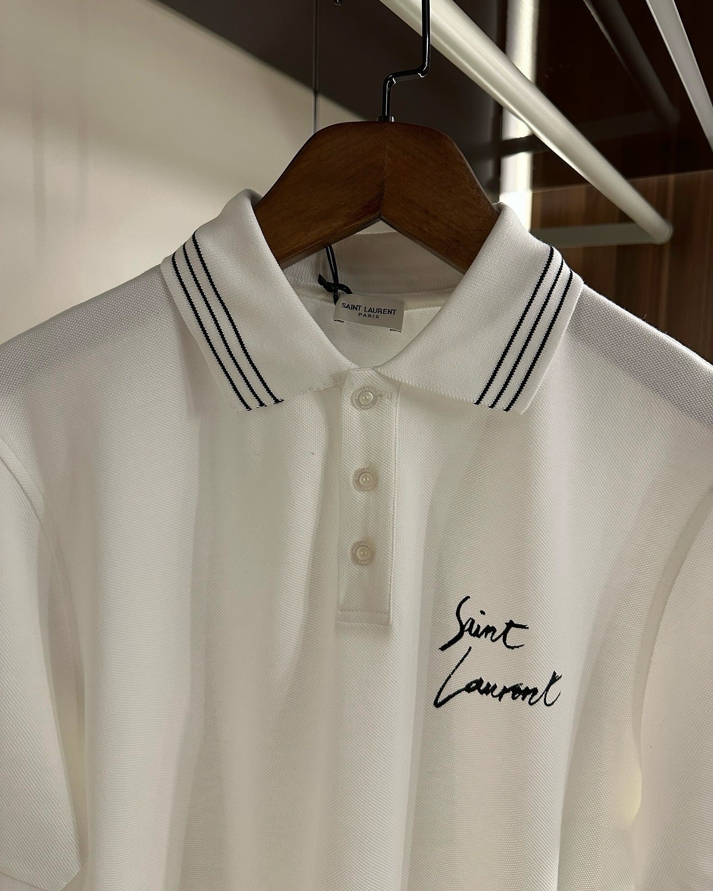 Saint Laurent White Polo Shirt with Embroidered Logo