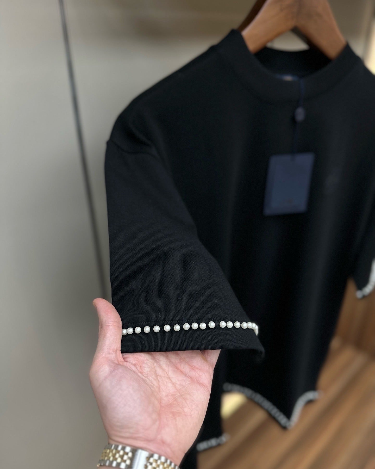 Pearl-Embellished Cotton T-Shirt