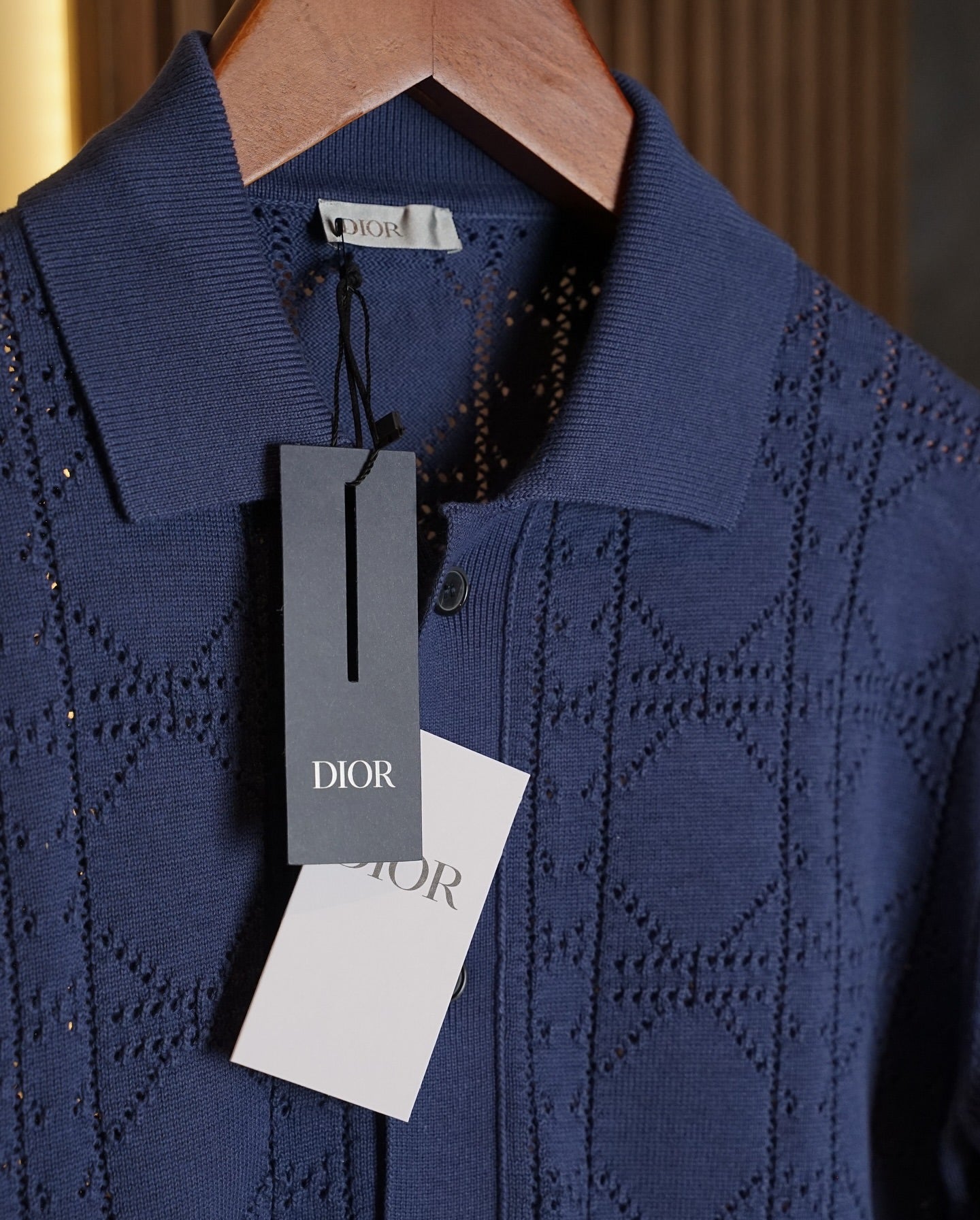 Dior Paris Perforated Sleeve Knit Shirt – Navy