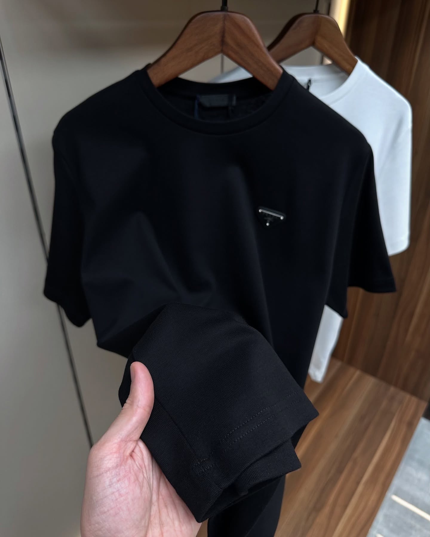 Prada Re-Nylon Black T-Shirt with Triangle Logo