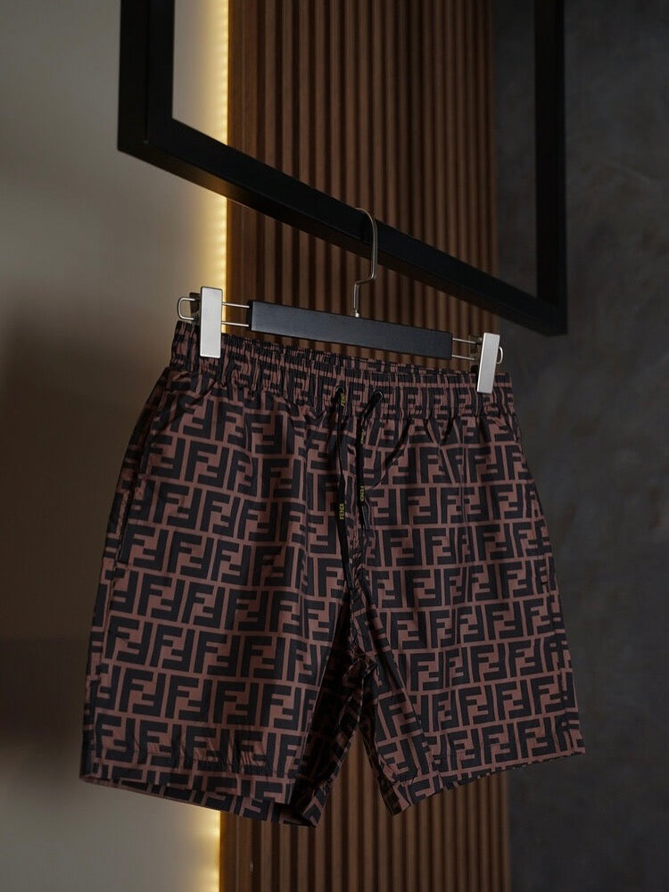 Fendi FF Logo Swim Shorts – Chocolate & Black Monogram