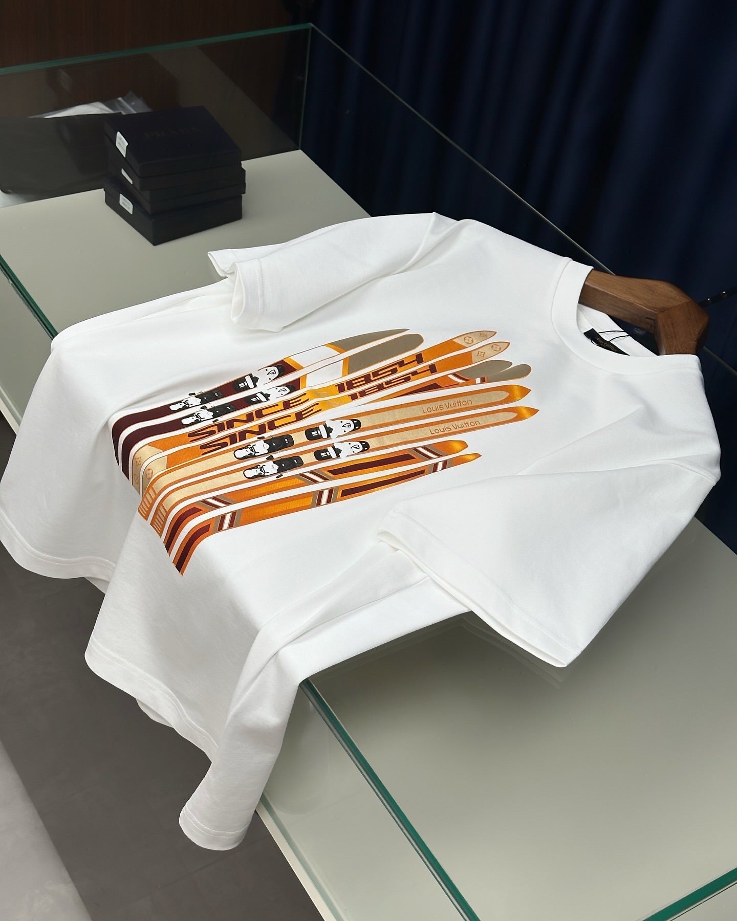 Louis Vuitton White “Since 1854” Ski Graphic T-Shirt