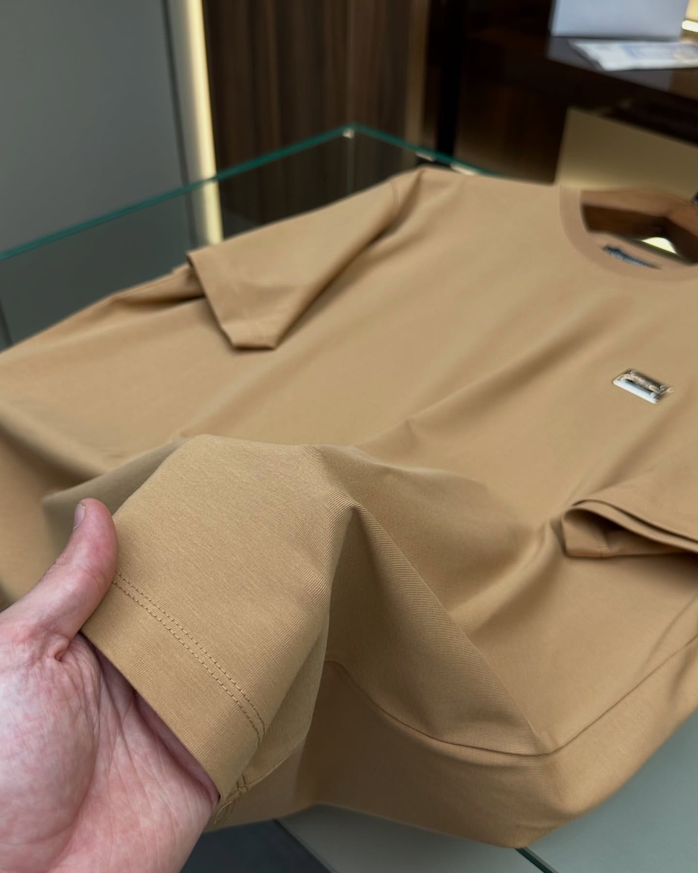 Dolce & Gabbana Beige Patch Logo T-Shirt