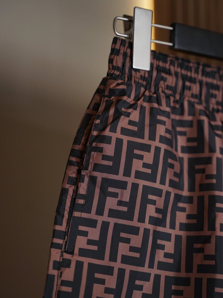 Fendi FF Logo Swim Shorts – Chocolate & Black Monogram