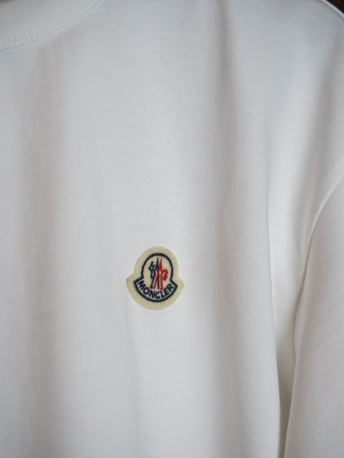 Moncler Classic White Logo Tee with Black Trim