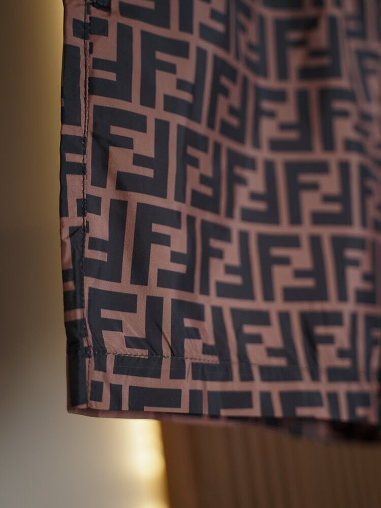 Fendi FF Logo Swim Shorts – Chocolate & Black Monogram