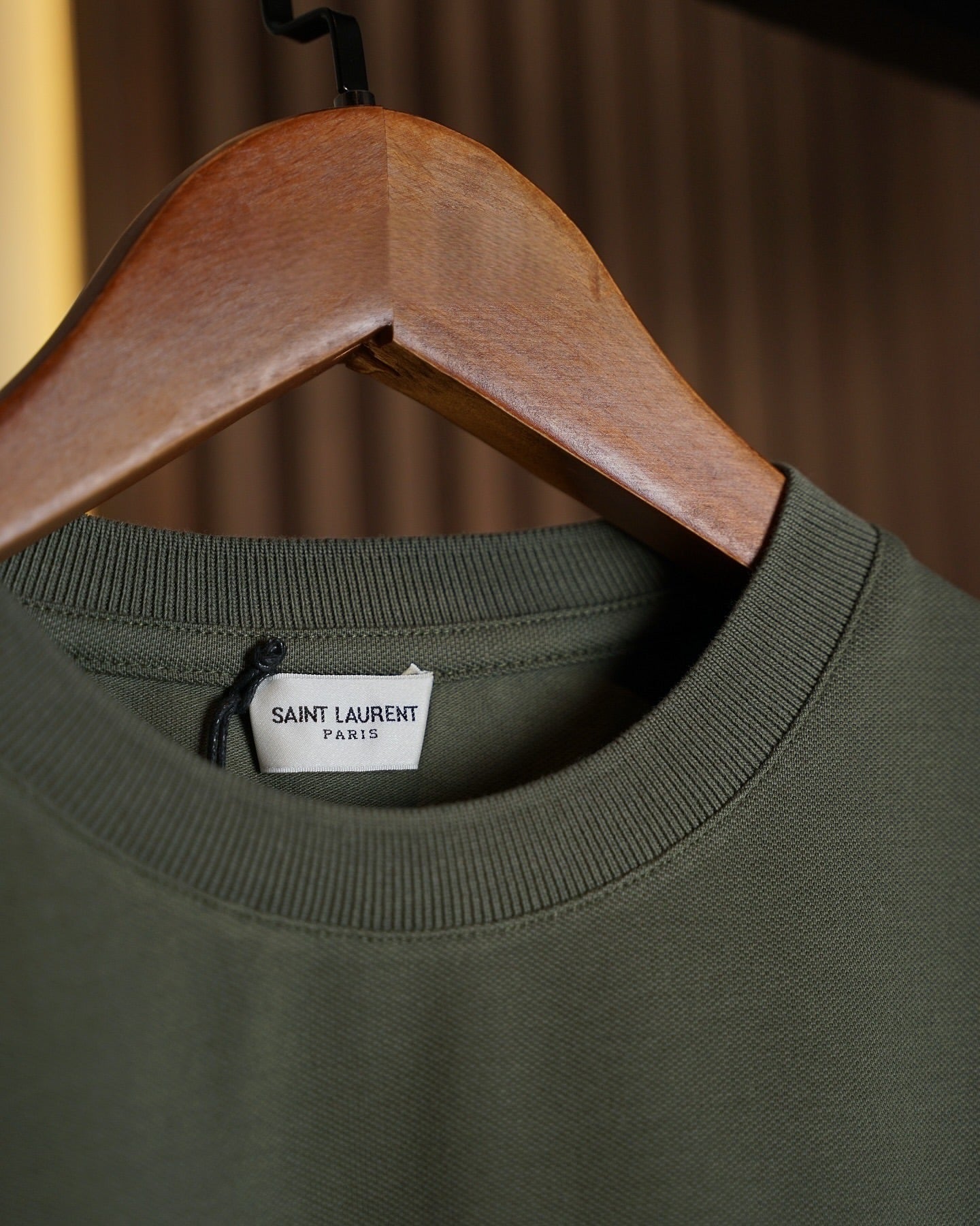 Saint Laurent Khaki Classic Logo T-Shirt