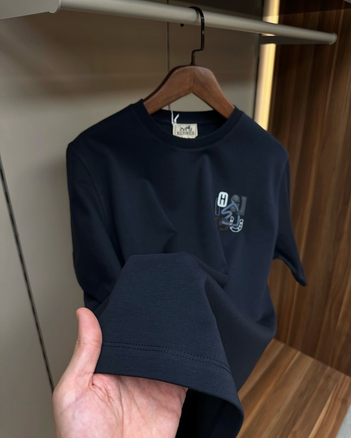 Hermès Navy Blue Graphic Logo T-Shirt