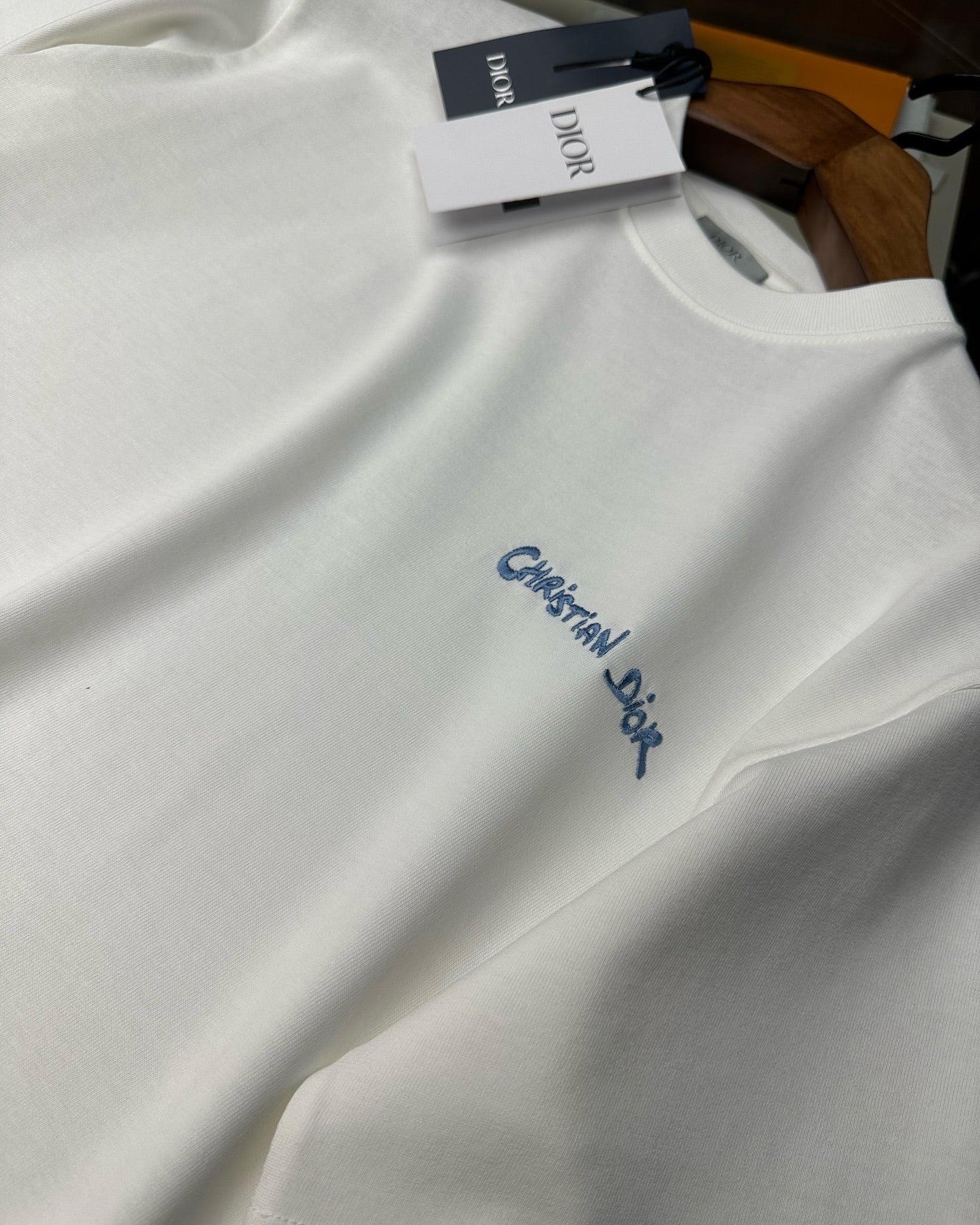Dior White T-Shirt with “Christian Dior” Embroidery