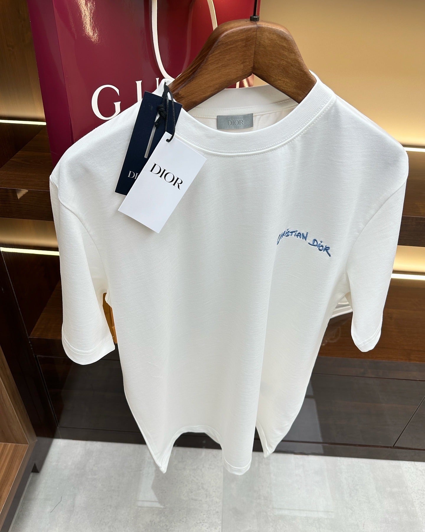Dior White T-Shirt with “Christian Dior” Embroidery