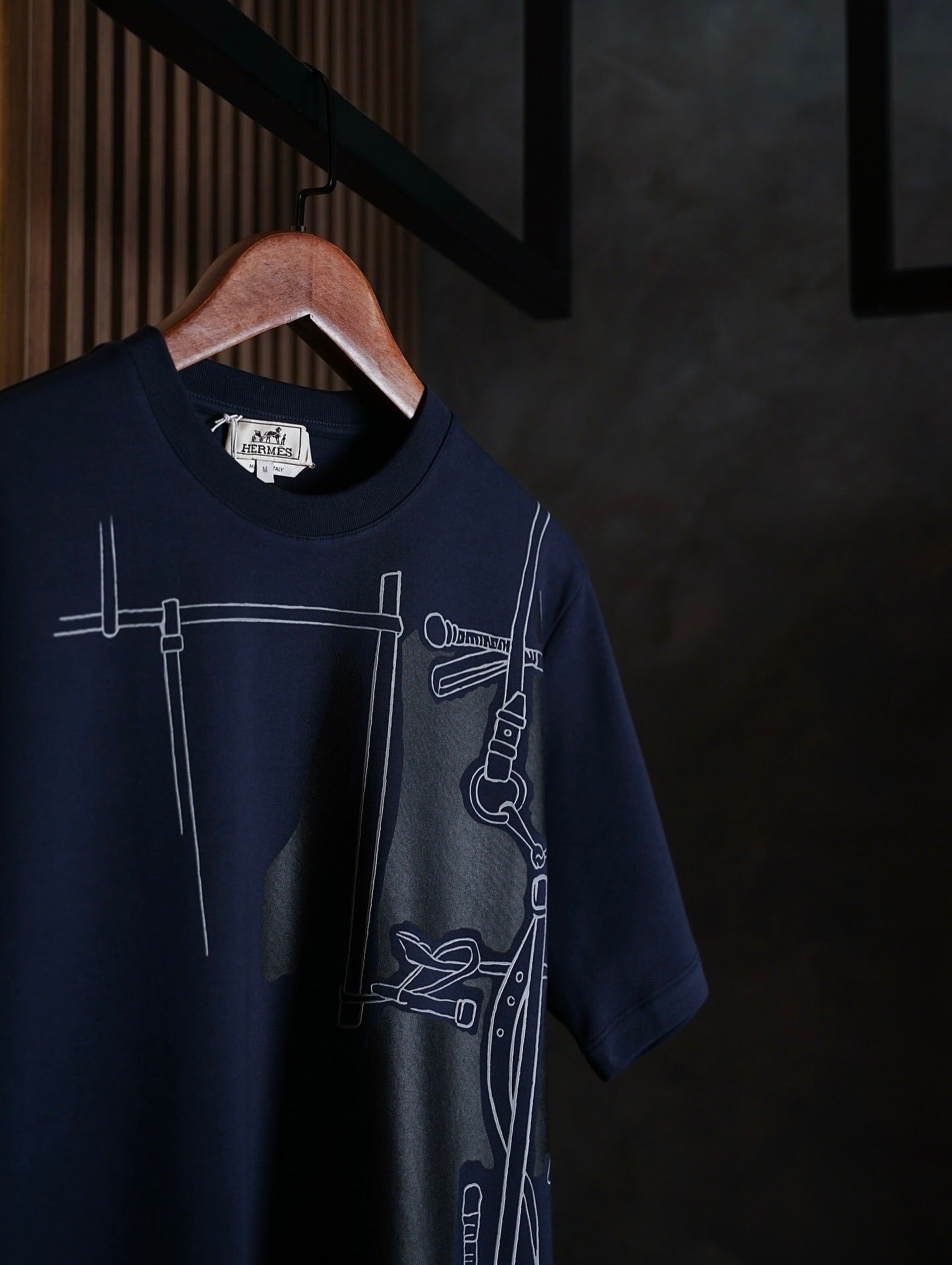 Hermès Navy Equestrian Print T-Shirt