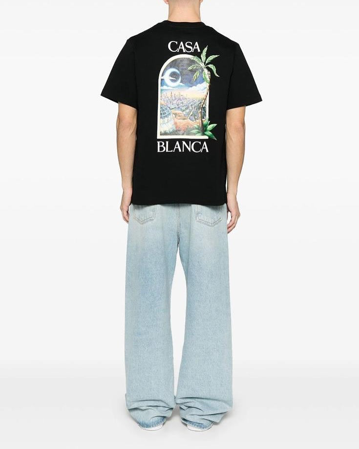 Casablanca Black T-Shirt with City Graphic