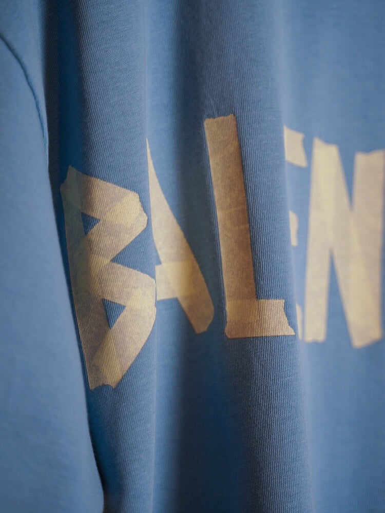 Balenciaga Blue Distressed Logo T-Shirt