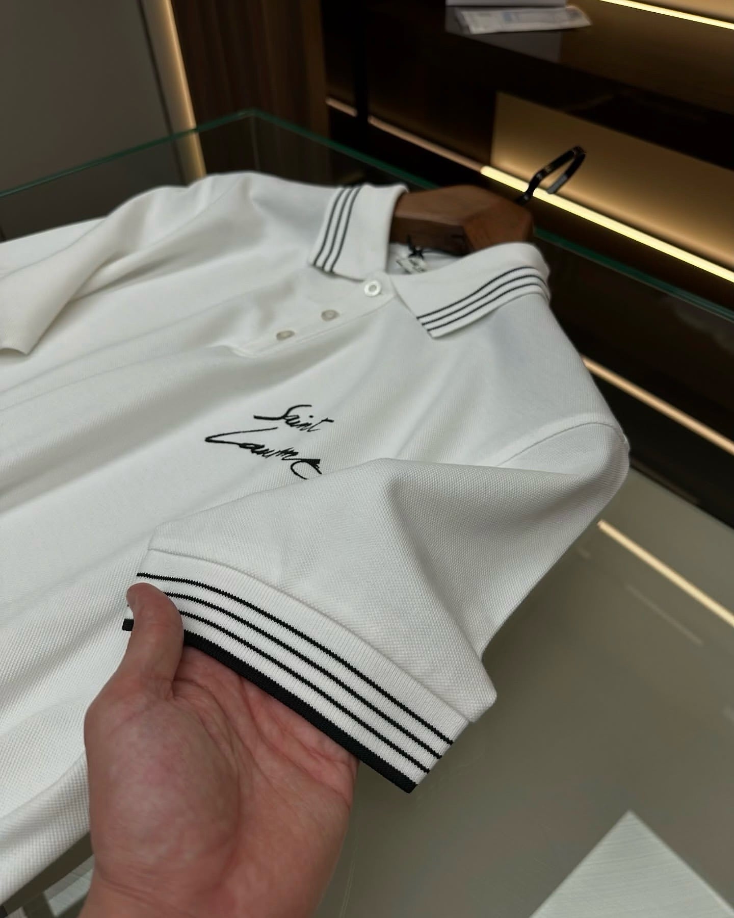 Saint Laurent White Polo Shirt with Embroidered Logo