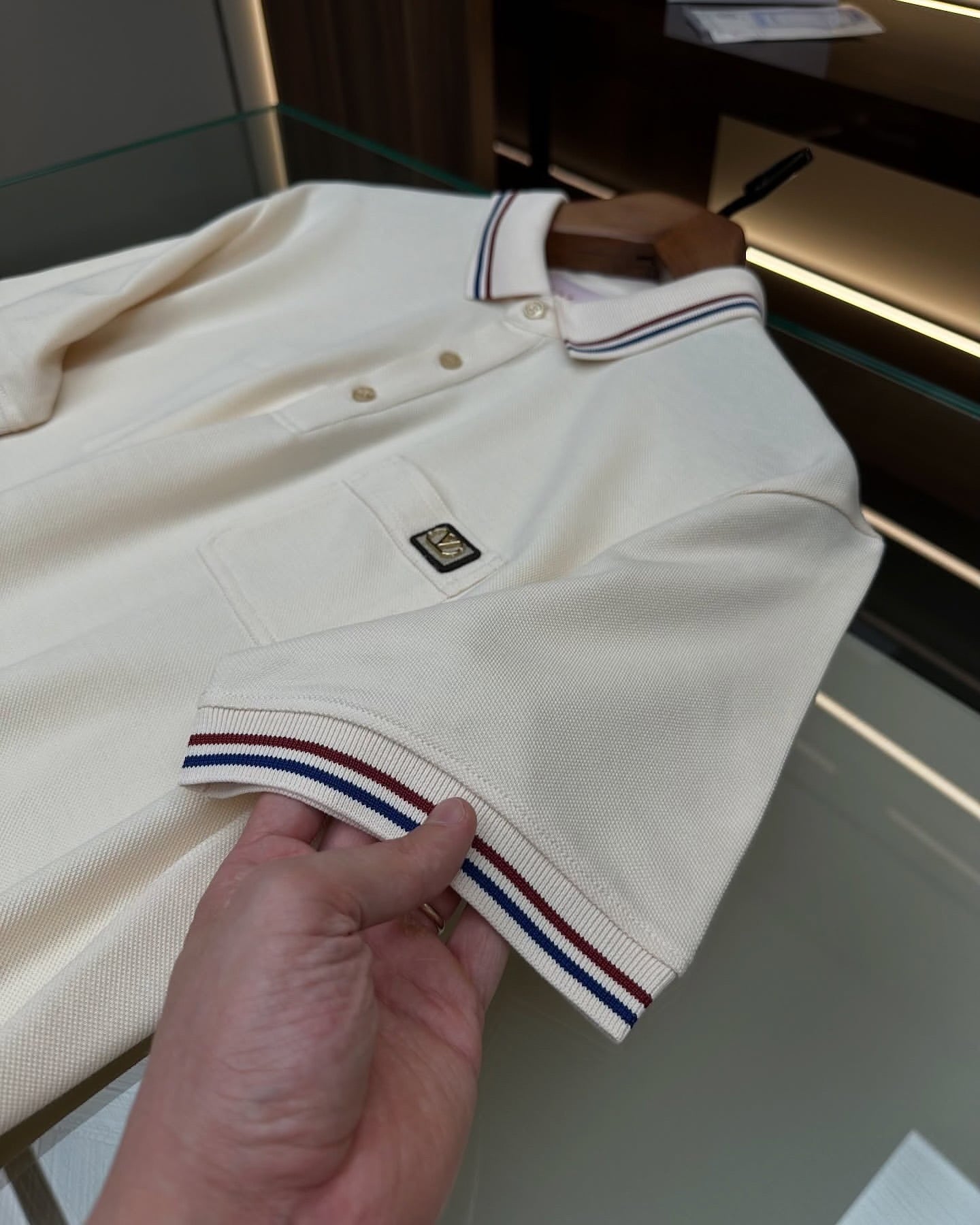 Valentino BeigePolo Shirt with Contrast Collar Trim