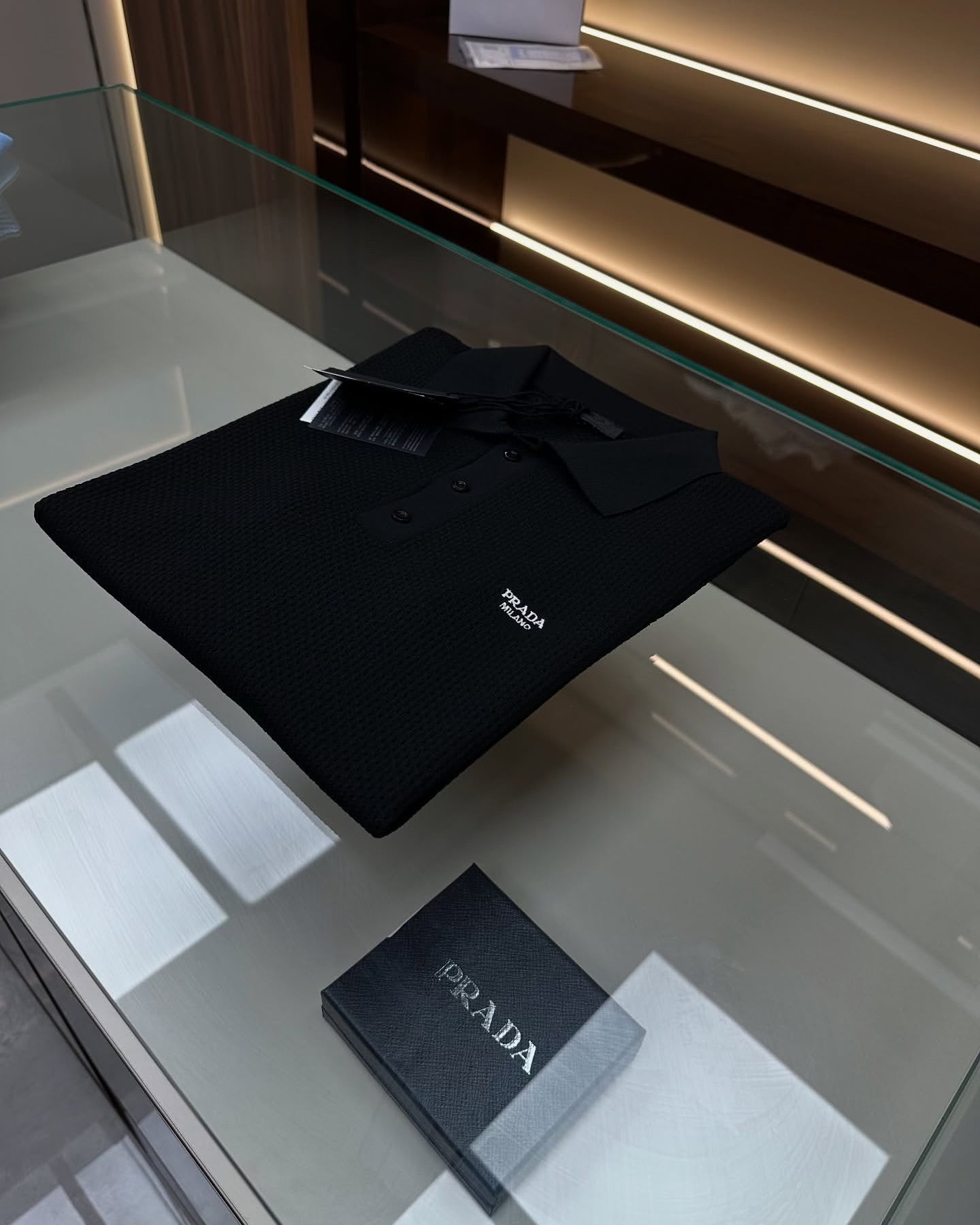 Prada Classic Black Cotton Polo Shirt