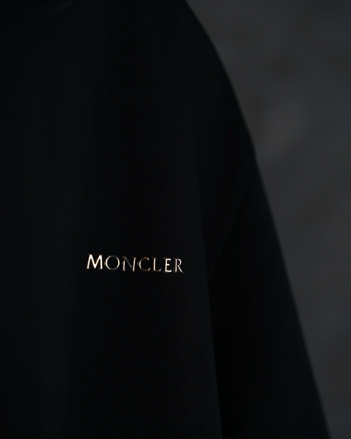 Moncler Black Contrast Collar Logo T-Shirt