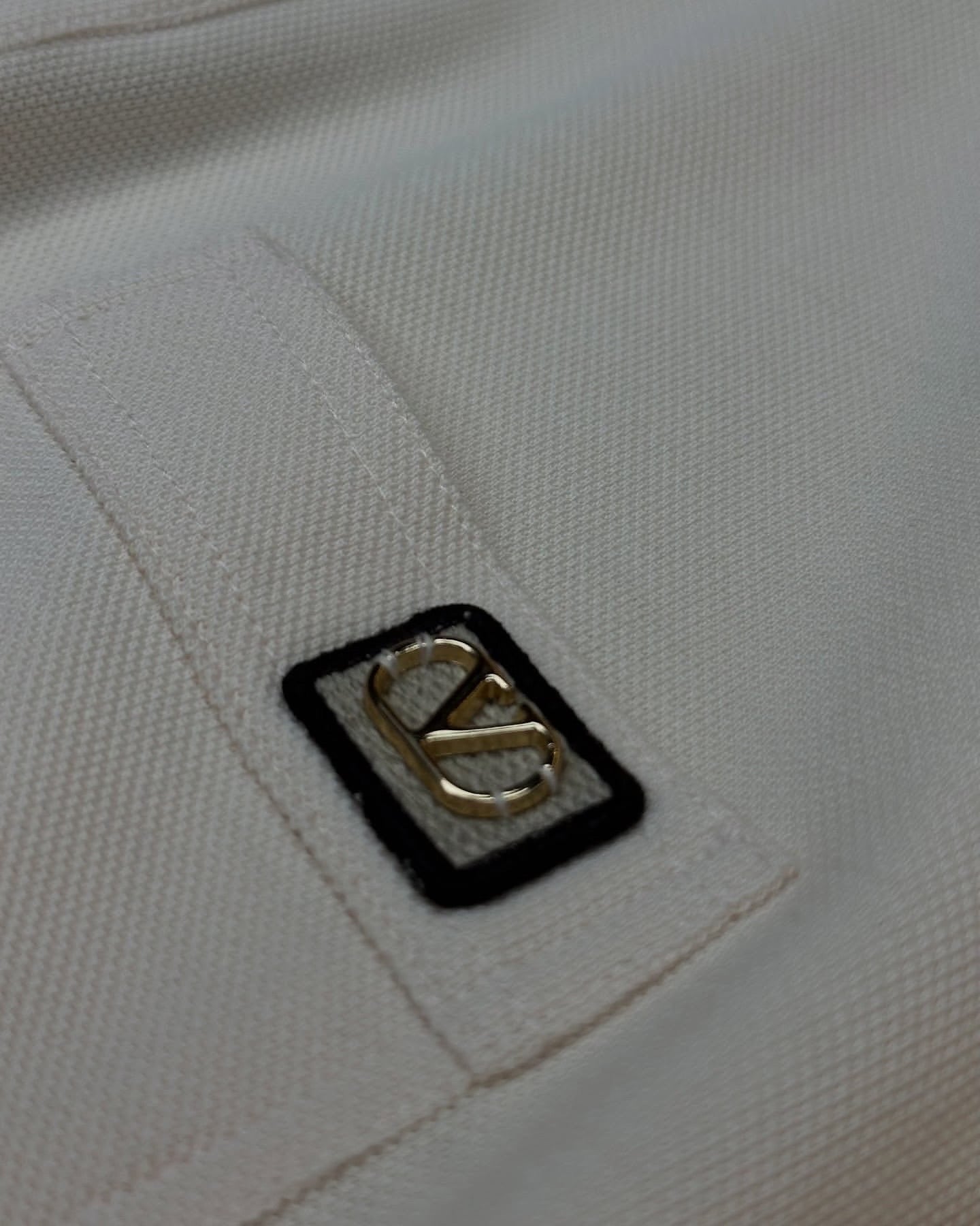 Valentino BeigePolo Shirt with Contrast Collar Trim