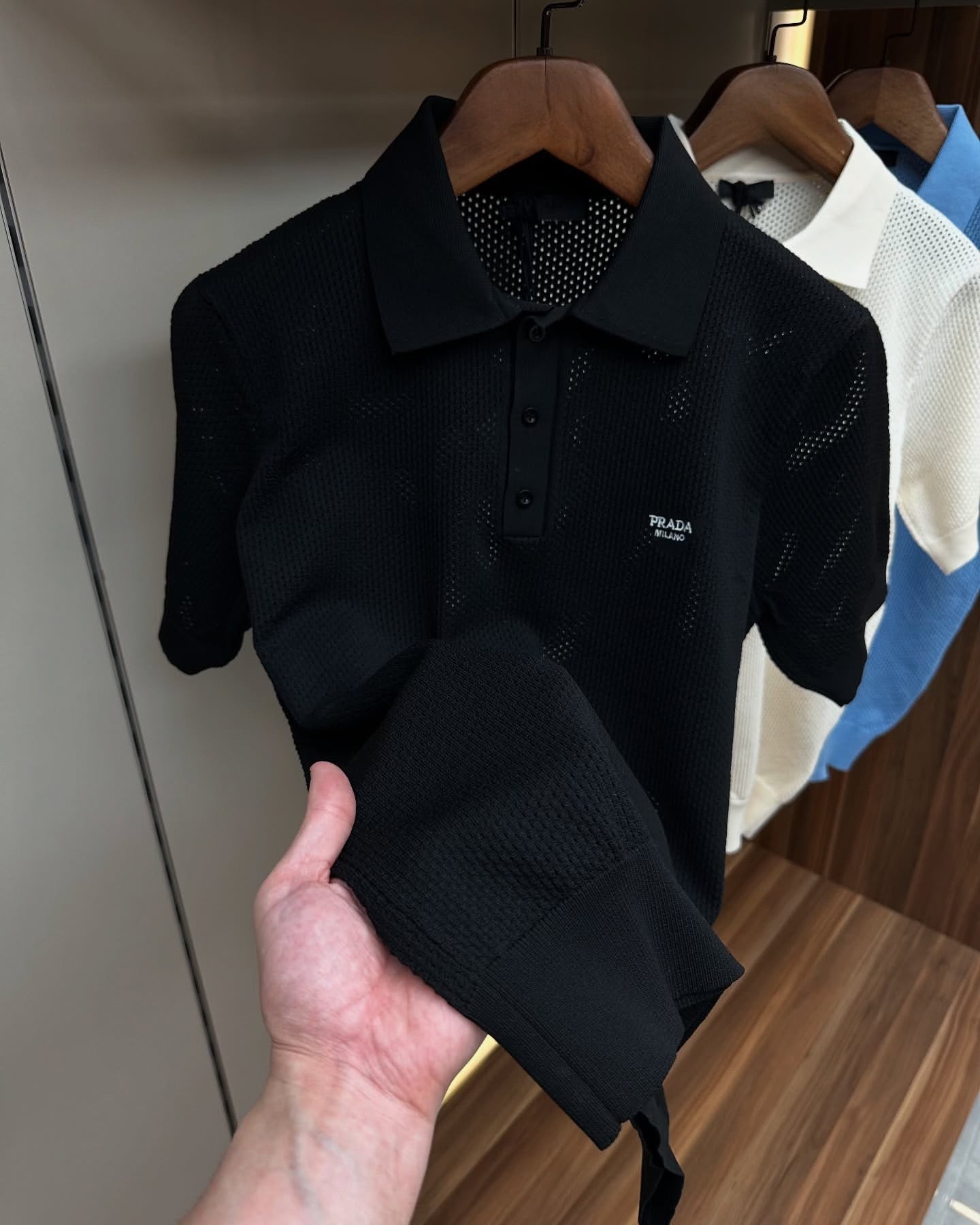 Prada Classic Black Cotton Polo Shirt