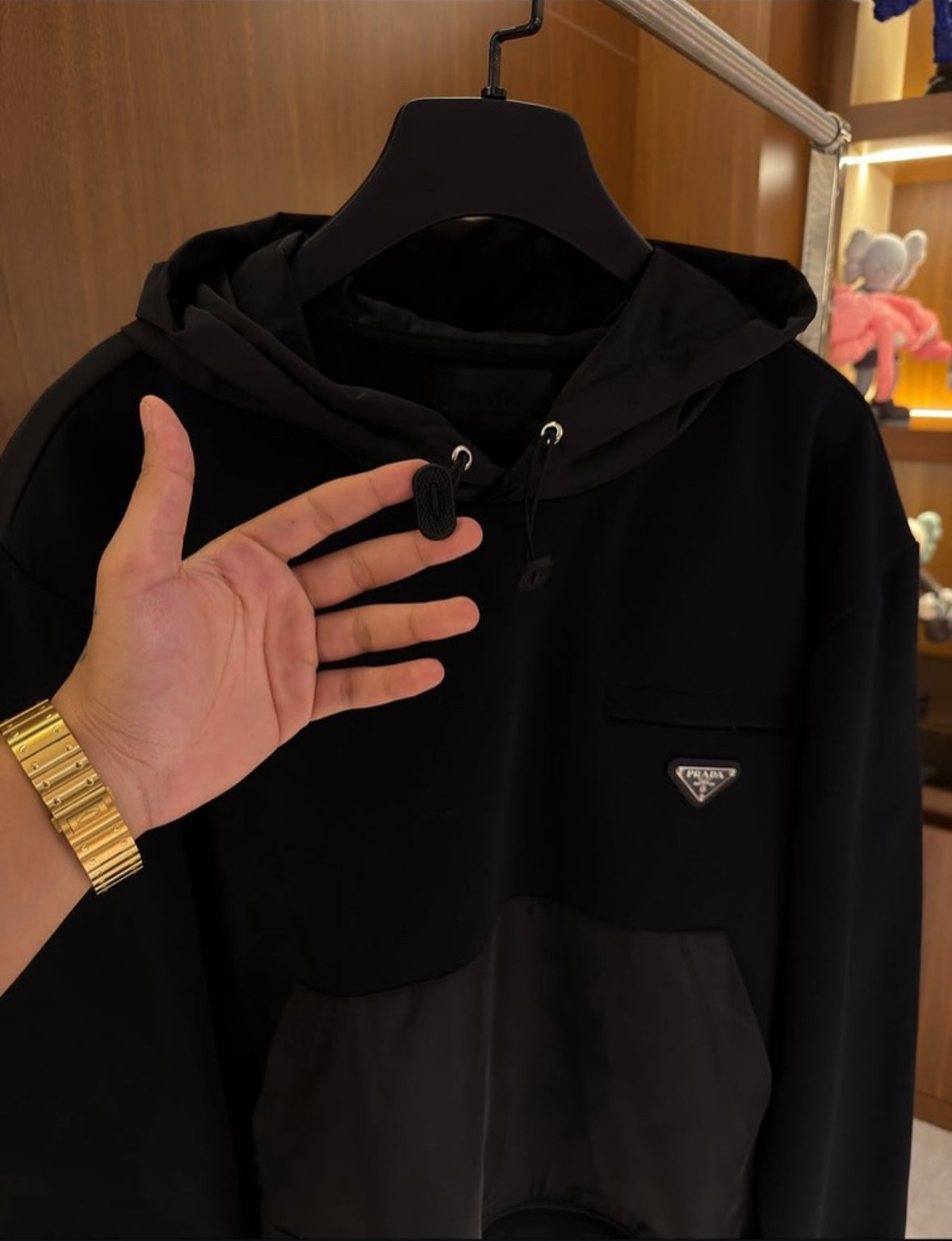 Prada Cotton Fleece and Re-Nylon Hoodie.