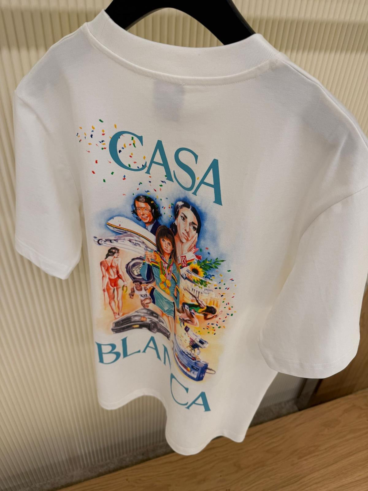 Casablanca White T-Shirt with Retro Illustrated Graphic