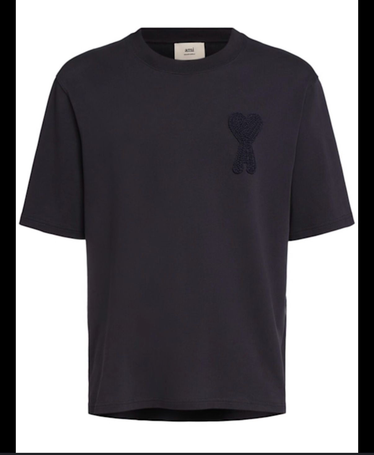 Ami Paris Black T-Shirt with Tonal Ami de Coeur Logo