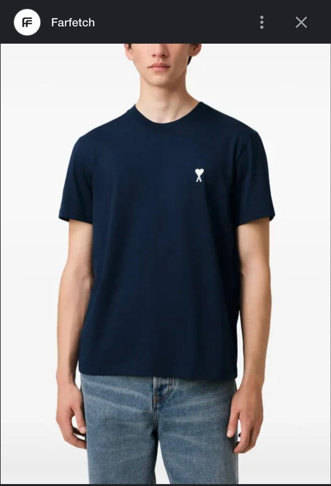 AMI Paris De Coeur Logo T-Shirt – Navy Blue