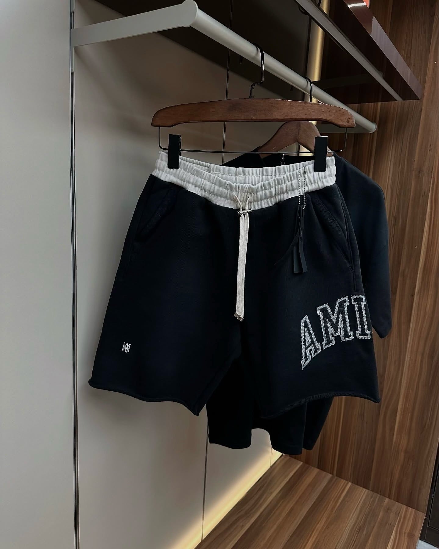 Amiri Collegiate Logo Black Shorts & T-Shirt Set
