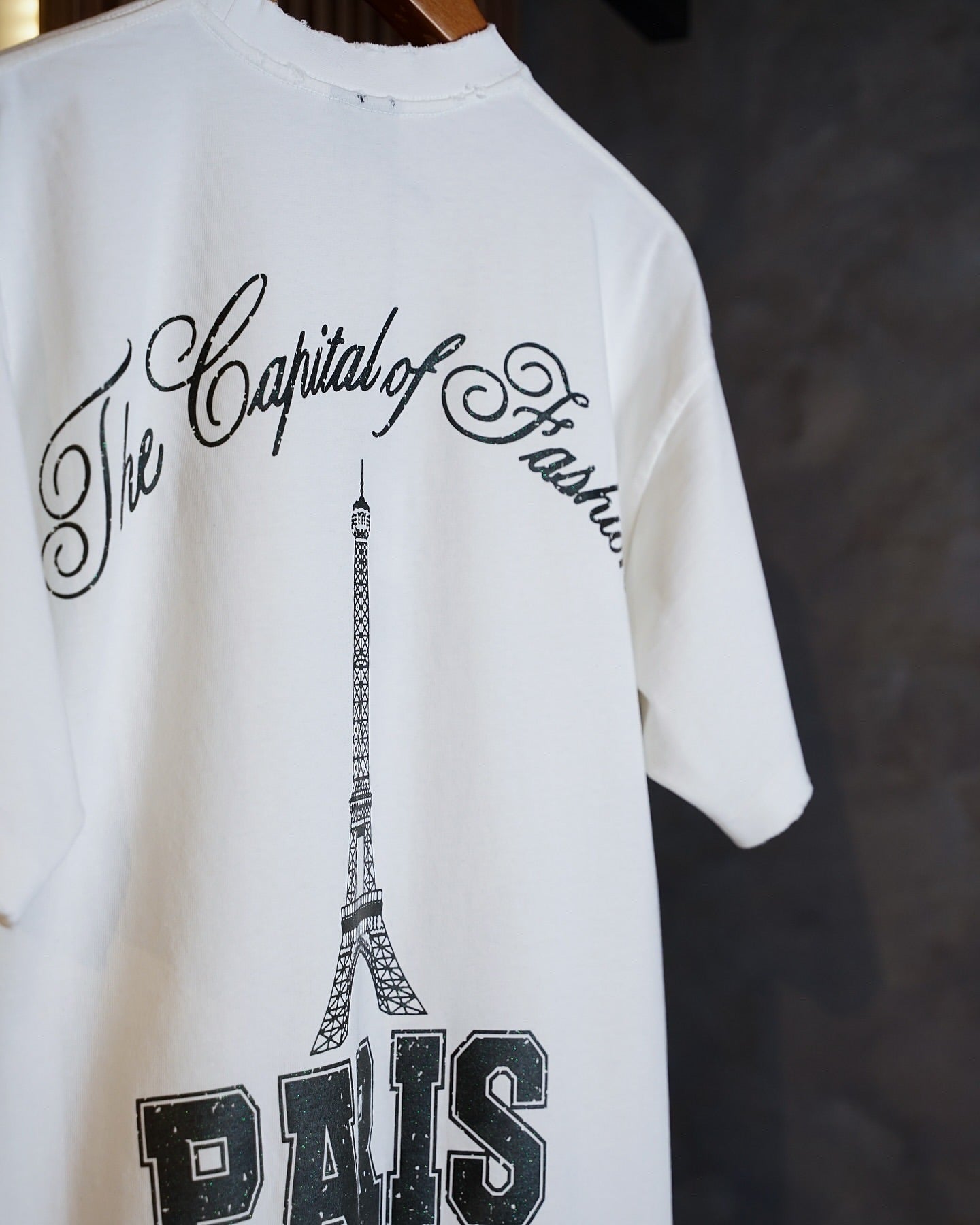 Balenciaga Paris Distressed T-Shirt – White