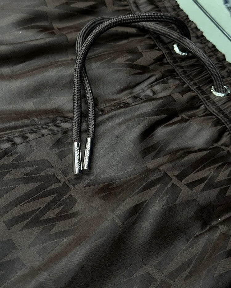 Moncler Brown Patterned Swim Shorts – Logo Patch Detail