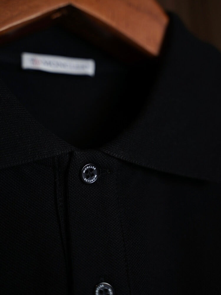 Moncler White Polo Shirt with Contrast Tipped Sleeves