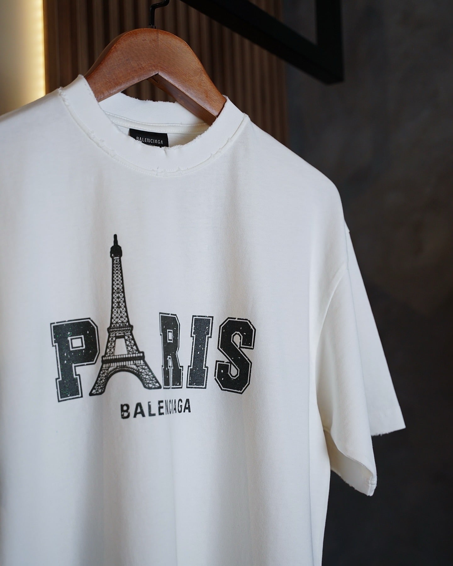 Balenciaga Paris Distressed T-Shirt – White