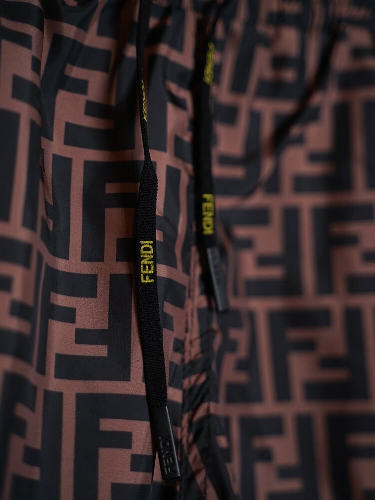 Fendi FF Logo Swim Shorts – Chocolate & Black Monogram