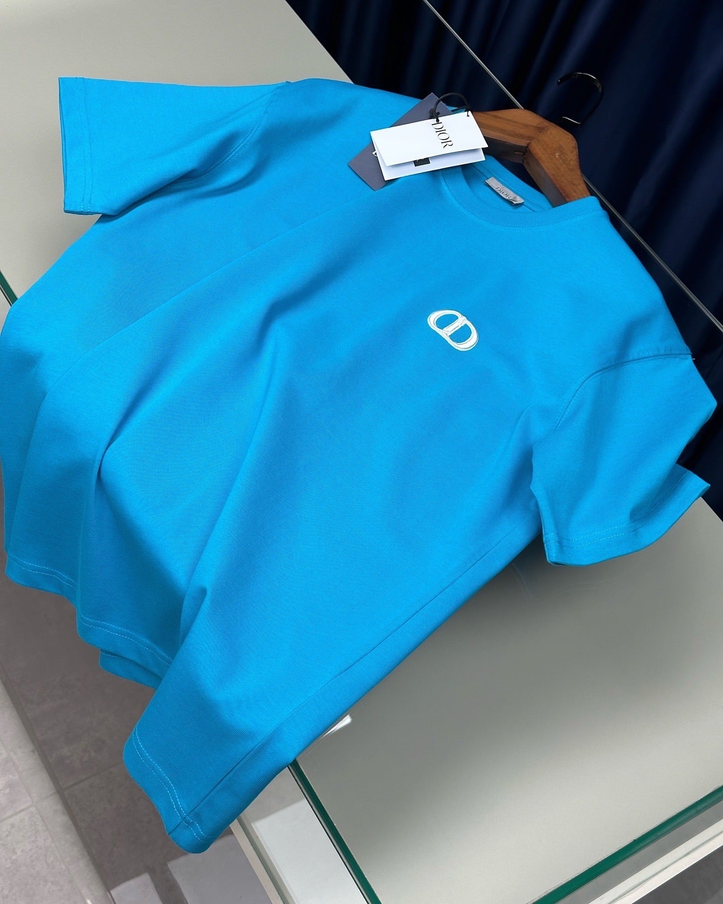 Dior Embroidered CD Icon T-Shirt – Sky Blue