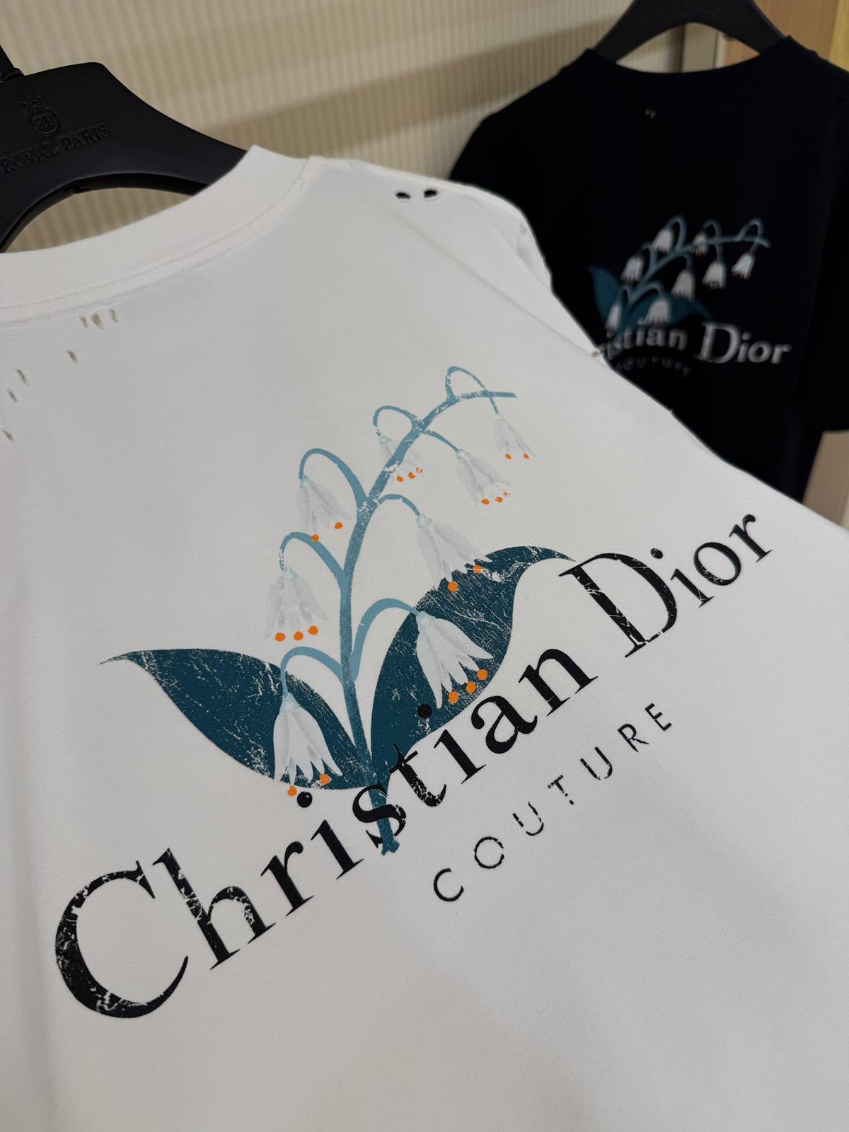 Christian Dior Couture Distressed Lily of the Valley T-Shirt - White
