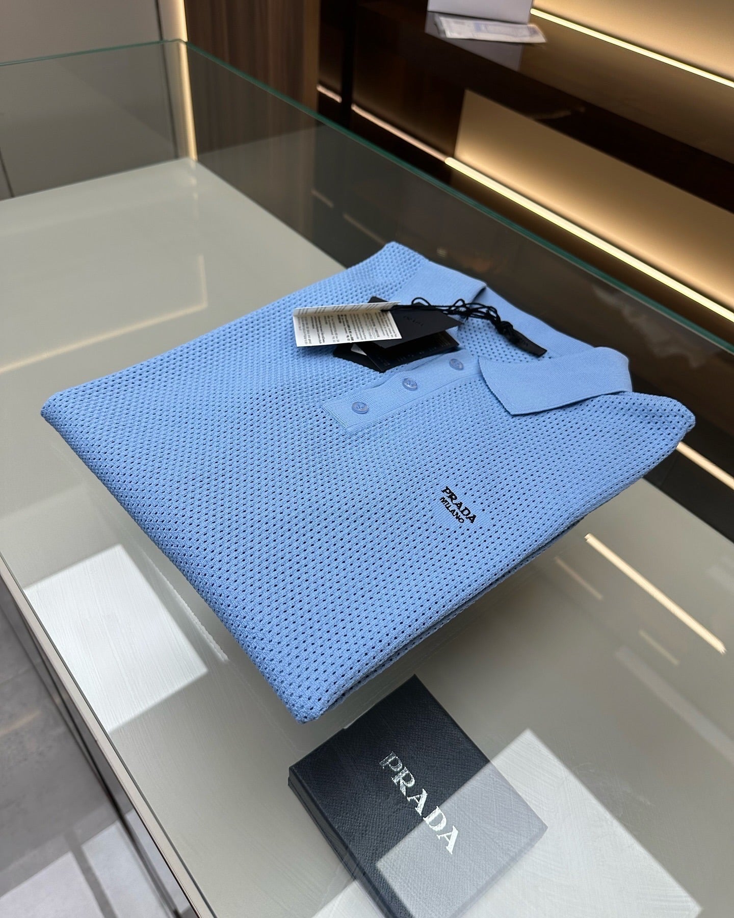 Prada Classic Baby blue Cotton Polo Shirt