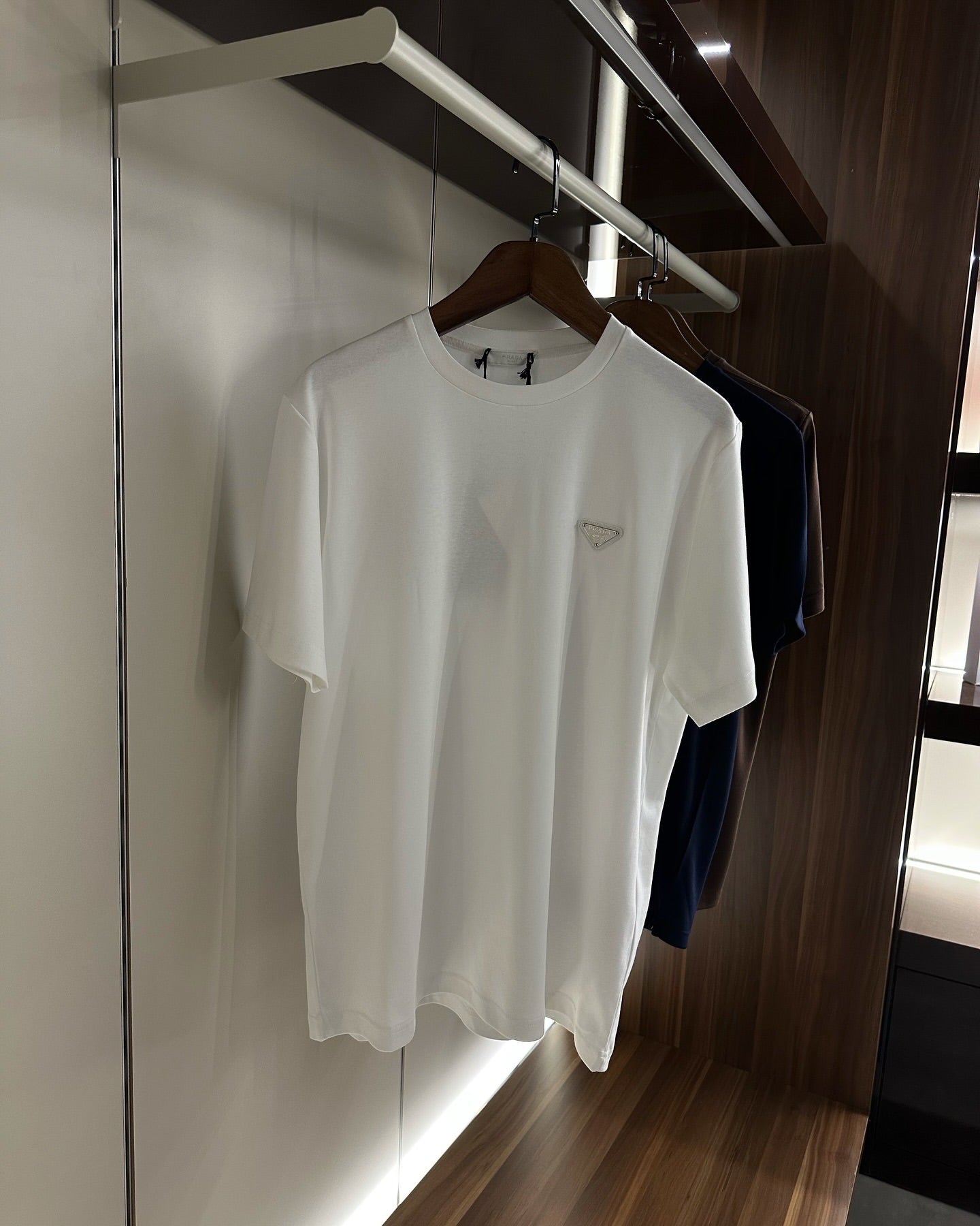 Prada White Cotton T-Shirt with Enamel Triangle Logo