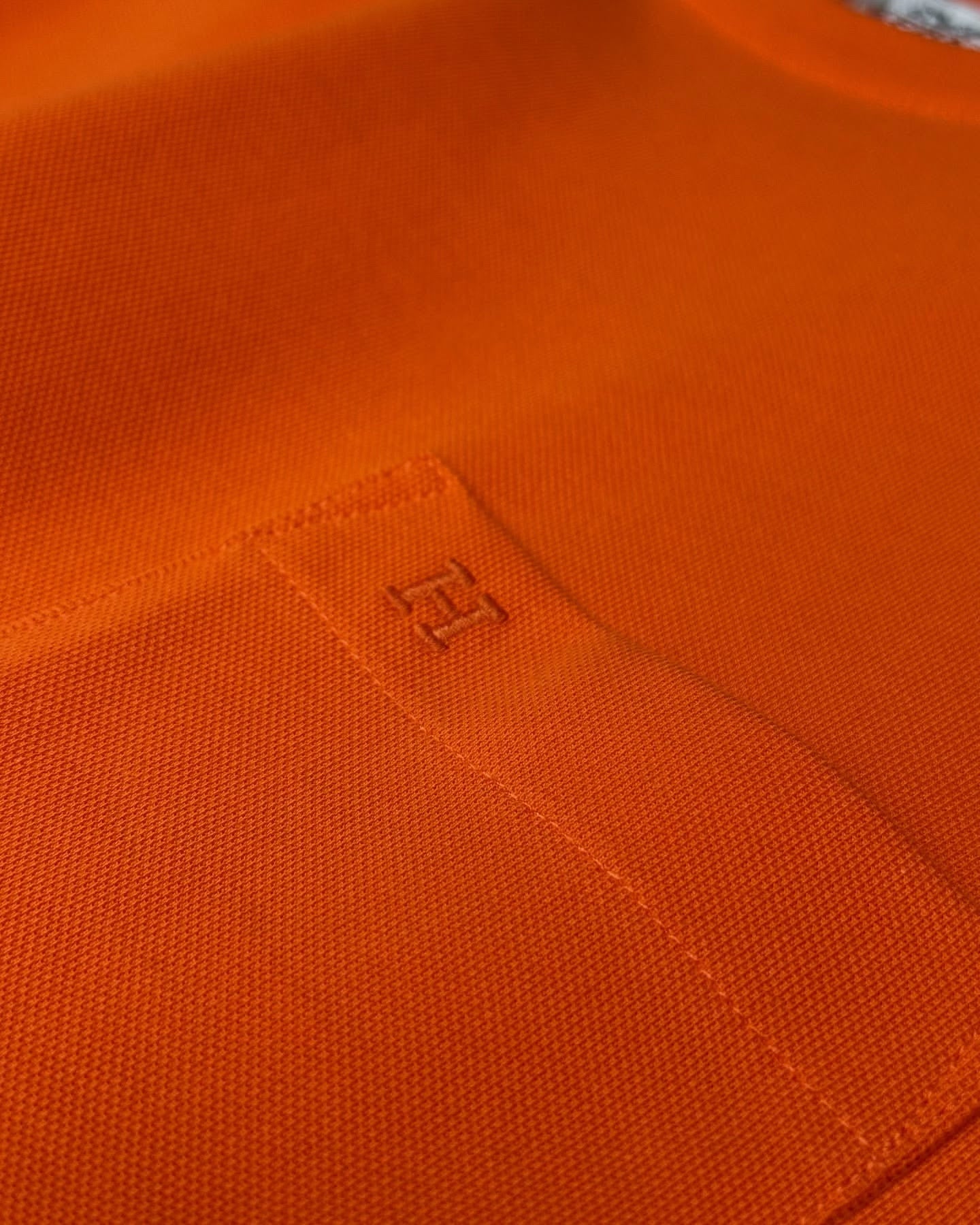 Hermès Orange Cotton T-Shirt with Sleeve Pocket & Embroidered “H”