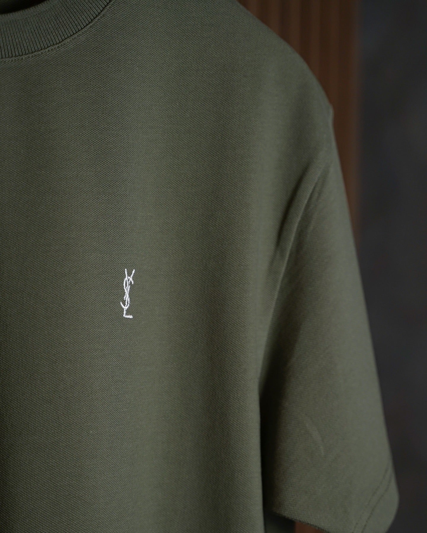 Saint Laurent Khaki Classic Logo T-Shirt