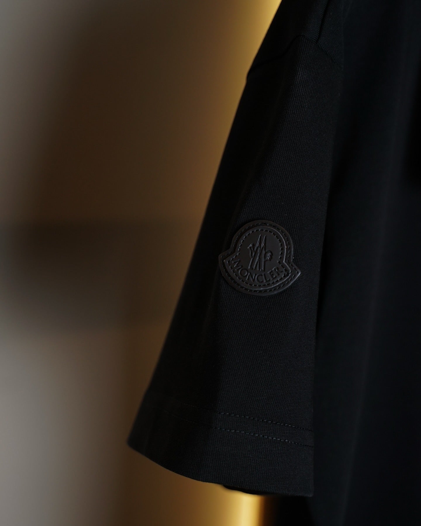 Moncler Black Contrast Collar Logo T-Shirt