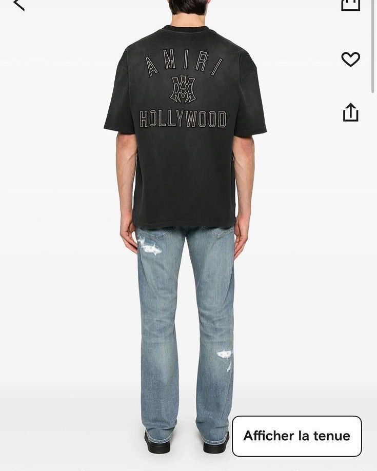 AMIRI Black Hollywood Logo Oversized T-Shirt